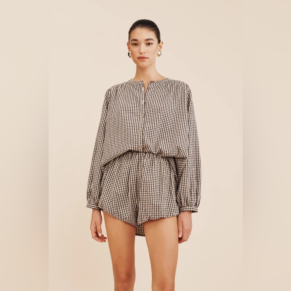 nwt POSSE Mira Shirt in Gingham Button Blouse Large